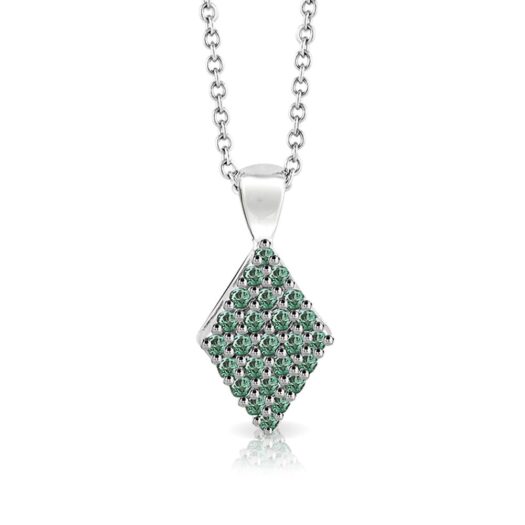 Gold necklace rhombus-shaped with emeralds: MEY, CDMEY RMB-EM