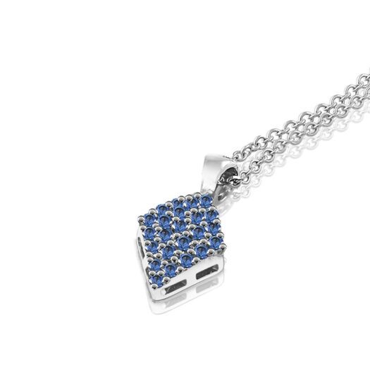 Gold necklace rhombus-shaped with sapphires: MEY, CDMEY RMB-SH